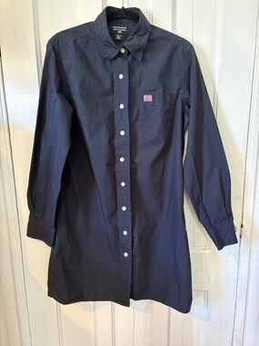Vintage Polo Jeans Co. Ralph Lauren Navy Button-Down Shirt Pocket Flag Large